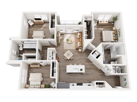 Floor plan for 3 beds, 2 baths, 1482 sqft